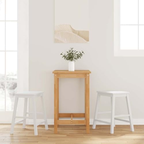 QUAHEAS Barhocker Set aus 2 weißen Massivholz Barstühlen, robuste Gummibaum-Konstruktion für Küche, Esszimmer, Wohnzimmer, vielseitige Tresenstühle mit Rückenlehne von QUAHEAS