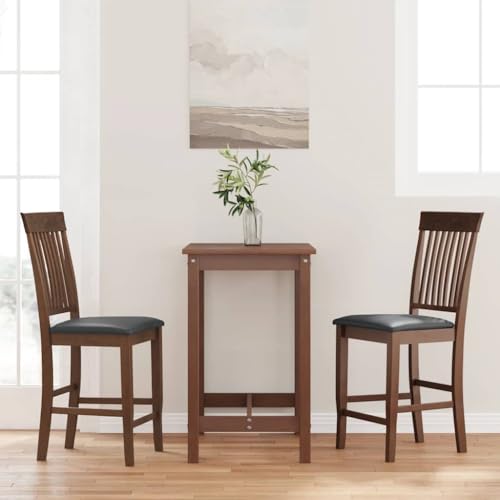 QUAHEAS Barhocker Set mit Kissen 2 STK., Braun Massivholz Gummibaum, Ergonomische Küchenstühle für Esszimmer, Modernes Barhocker-Möbelstück von QUAHEAS