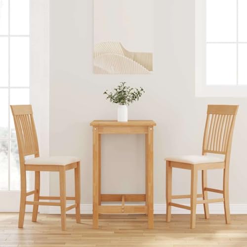 QUAHEAS Barhocker mit Kissen, 2er-Set aus Natur Massivholz Gummibaum, Ergonomische Design Stühle für Küche und Esszimmer, Bequeme Sitzgelegenheit für Frühstückstheke von QUAHEAS