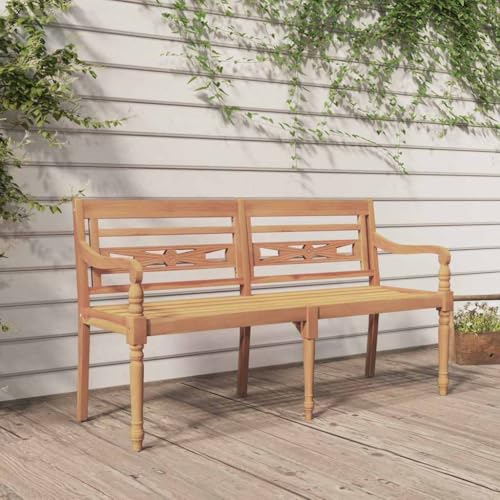 QUAHEAS Batavia Sitzbank 150 cm, Massivholz Teakholz Gartenmöbel, Elegante Outdoor Bank für Terrasse, extrem haltbare Sitzgelegenheit draußen, robuste Bänke für entspannte Stunden von QUAHEAS