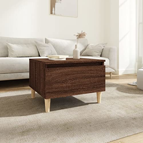 QUAHEAS Beistelltisch, Braun Eichen-Optik, 50x46x35 cm, Holzwerkstoff Couchtisch mit Stauraum für Wohnzimmer, Schlafzimmer, Flur von QUAHEAS