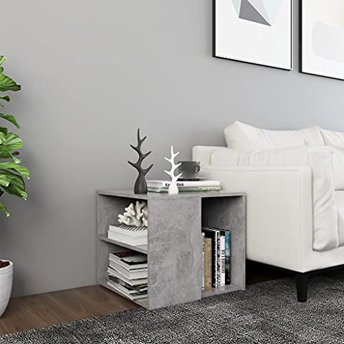 QUAHEAS Beistelltisch Betongrau, 50x50x45 cm Holzwerkstoff, Praktisches Regal für Wohnzimmer, Schlafzimmer, Büro, Moderner Nachttisch mit Stauraum von QUAHEAS