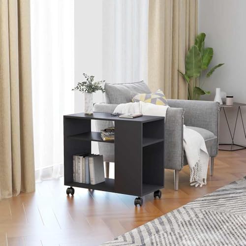 QUAHEAS Beistelltisch Grau 70x35x55 cm, Holzwerkstoff, mit Rollen, 2 Ebenen, für Wohnzimmer, Schlafzimmer, Couchtisch QUAHEAS Beistelltisch Grau 70x35x55 cm, Holzwerkstoff, mit Rollen, 2 Ebenen, für Wohnzimmer, Schlafzimmer, Couchtisch von QUAHEAS