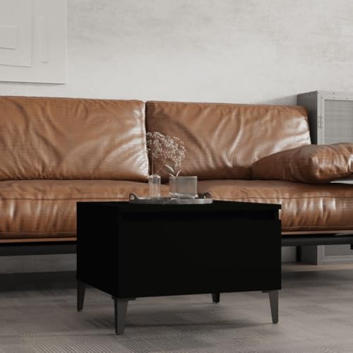 QUAHEAS Beistelltisch Schwarz 50x46x35 cm, Stabiler Nachttisch mit Schublade, Couchtisch für Wohnzimmer, Schlafzimmer, Flur von QUAHEAS
