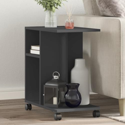 QUAHEAS Beistelltisch Schwarz auf Rollen, 50x30x55 cm, robuster Holzwerkstoff, ideal für Wohnzimmer, Schlafzimmer, Nachttisch, Couchtisch QUAHEAS Beistelltisch Schwarz auf Rollen, 50x30x55 cm, robuster Holzwerkstoff, ideal für Wohnzimmer, Schlafzimmer, Nachttisch, Couchtisch von QUAHEAS