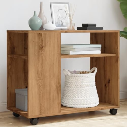 QUAHEAS Beistelltisch mit Rollen, Artisan-Eiche, 70x35x60cm, aus robustem Holzwerkstoff, ideal für Wohnzimmer, Schlafzimmer, Büro QUAHEAS Beistelltisch mit Rollen, Artisan-Eiche, 70x35x60cm, aus robustem Holzwerkstoff, ideal für Wohnzimmer, Schlafzimmer, Büro von QUAHEAS