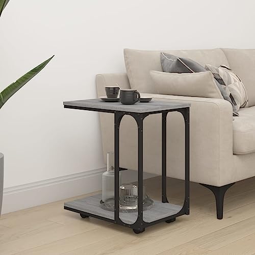 QUAHEAS Beistelltisch mit Rollen, Grau Sonoma, 50x35x55,5cm, robuster Holzwerkstoff für Wohnzimmer und Schlafzimmer, C-Form Design, mobiler Sofatisch QUAHEAS Beistelltisch mit Rollen, Grau Sonoma, 50x35x55,5cm, robuster Holzwerkstoff für Wohnzimmer und Schlafzimmer, C-Form Design, mobiler Sofatisch von QUAHEAS