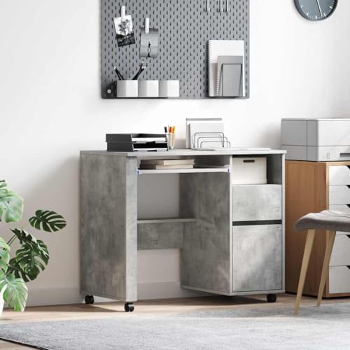 QUAHEAS Beton-Grauer Computer-Schreibtisch, rechteckige Spanplatte, matt, ideal für Home Office, modernes Arbeitszimmer, kompaktes Design QUAHEAS Beton-Grauer Computer-Schreibtisch, rechteckige Spanplatte, matt, ideal für Home Office, modernes Arbeitszimmer, kompaktes Design von QUAHEAS