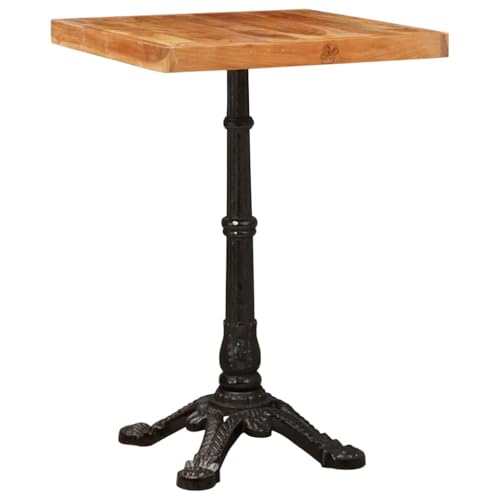 QUAHEAS Braun Akazie Massivholz Bistrotisch, 50x50x76 cm, robuster Gusseisenfuß für Essbereich, rustikales Café-Flair, multifunktionaler Tisch für Wohnzimmer & Küche QUAHEAS Braun Akazie Massivholz Bistrotisch, 50x50x76 cm, robuster Gusseisenfuß für Essbereich, rustikales Café-Flair, multifunktionaler Tisch für Wohnzimmer & Küche von QUAHEAS