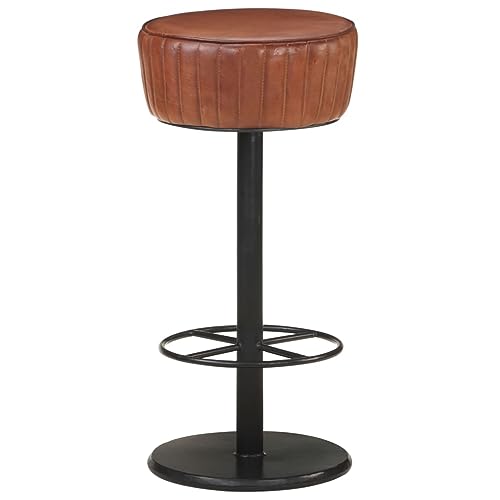 QUAHEAS Braun Barhocker Set aus robustem Echtleder, 76cm hoch, für Küche und Esszimmer, Moderne Counter Stühle mit Fußstütze von QUAHEAS