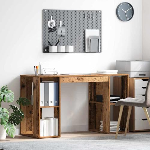 QUAHEAS Brauner Schreibtisch Altes Holz Massivholz Altholz, Rechteckiger Computertisch für Homeoffice, Rustikaler Bürotisch mit Stauraum QUAHEAS Brauner Schreibtisch Altes Holz Massivholz Altholz, Rechteckiger Computertisch für Homeoffice, Rustikaler Bürotisch mit Stauraum von QUAHEAS