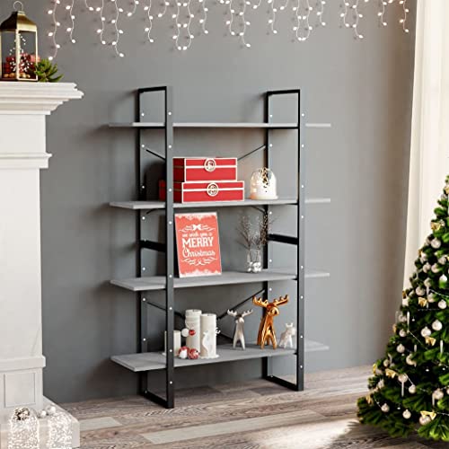 QUAHEAS Bücherregal 100x30x140 cm, Holzwerkstoff, Betongrau, 4 Fächer, Stauraum für Bücher, Zeitschriften, Dekoration, vielseitig einsetzbar, modernes Design QUAHEAS Bücherregal 100x30x140 cm, Holzwerkstoff, Betongrau, 4 Fächer, Stauraum für Bücher, Zeitschriften, Dekoration, vielseitig einsetzbar, modernes Design von QUAHEAS