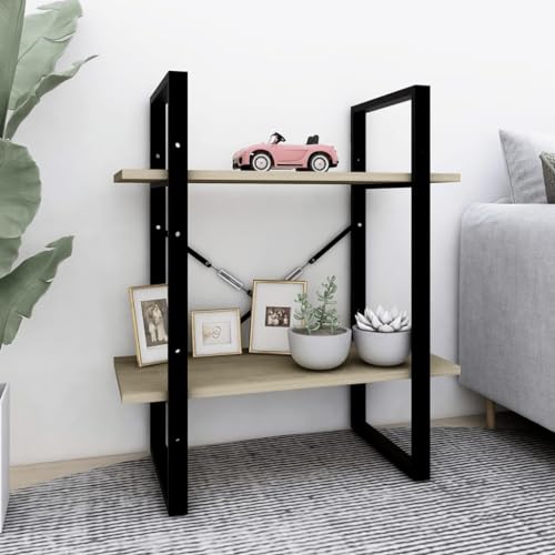 QUAHEAS Bücherregal 2 Fächer Sonoma-Eiche 60x30x70 cm, Robustes Standregal für Bücher, Akten, Deko im Wohnzimmer, Schlafzimmer, Büro von QUAHEAS