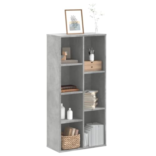 QUAHEAS Bücherregal Betongrau 50x25x105 cm, modernes Holzwerkstoff Regal mit 7 Fächern, vielseitiger Organizer für Bücher und Storage im Raum, ideal für Schlafzimmer oder Büro. von QUAHEAS