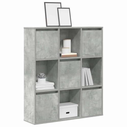 QUAHEAS Bücherregal Betongrau 89x24x101,5 cm, Holzwerkstoff, vielseitiger Organizer für Bücher, Zeitschriften, Shelf im Room, Flexibler Storage Schrank von QUAHEAS