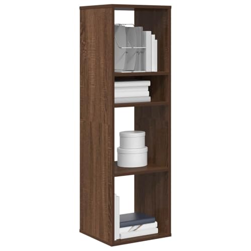 QUAHEAS Bücherregal Braun Eichen-Optik, 34x31x112 cm, Robustes Holzwerkstoff Regal für Bücher, Deko, ideal für Wohnzimmer, Schlafzimmer von QUAHEAS