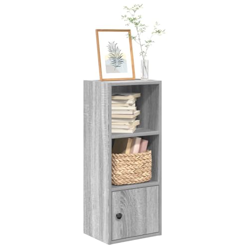 QUAHEAS Bücherregal Grau Sonoma, 31x24x77 cm, Holzwerkstoff, Standregal mit Tür für Bücher, Akten, Dekoration im Wohnzimmer, Büro QUAHEAS Bücherregal Grau Sonoma, 31x24x77 cm, Holzwerkstoff, Standregal mit Tür für Bücher, Akten, Dekoration im Wohnzimmer, Büro von QUAHEAS