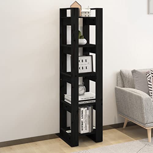 QUAHEAS Bücherregal Raumteiler, 41x35x160 cm, schwarzes Massivholz Kiefer, vielseitige Aufbewahrung für Bücher, DVDs und Dekoration QUAHEAS Bücherregal Raumteiler, 41x35x160 cm, schwarzes Massivholz Kiefer, vielseitige Aufbewahrung für Bücher, DVDs und Dekoration von QUAHEAS