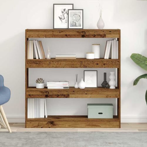 QUAHEAS Bücherregal Raumteiler, Rustikal Holz Optik, 100x30x103cm, Vielseitiger Stauraum für Wohnzimmer, Büro, Schlafzimmer QUAHEAS Bücherregal Raumteiler, Rustikal Holz Optik, 100x30x103cm, Vielseitiger Stauraum für Wohnzimmer, Büro, Schlafzimmer von QUAHEAS