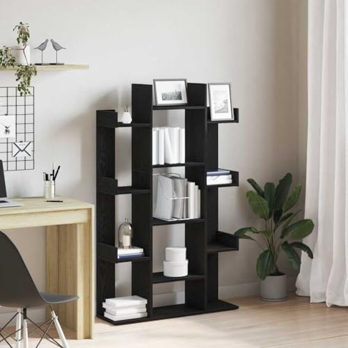 QUAHEAS Bücherregal Schwarz Eiche Holzwerkstoff, 86x25,5x140 cm, modernes Standregal für Bücher, Stauraum Organizer, vielseitiger Shelf für Wohnzimmer, Schlafzimmer, Büro – ideal als Bookcase. QUAHEAS Bücherregal Schwarz Eiche Holzwerkstoff, 86x25,5x140 cm, modernes Standregal für Bücher, Stauraum Organizer, vielseitiger Shelf für Wohnzimmer, Schlafzimmer, Büro – ideal als Bookcase. von QUAHEAS