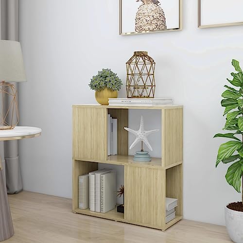 QUAHEAS Bücherregal Sonoma-Eiche, 60x24x63 cm, Robustes Holzwerkstoff Regal mit 2 Fächern für Bücher, DVDs, Deko, ideal als Organizer für Wohnzimmer, Schlafzimmer QUAHEAS Bücherregal Sonoma-Eiche, 60x24x63 cm, Robustes Holzwerkstoff Regal mit 2 Fächern für Bücher, DVDs, Deko, ideal als Organizer für Wohnzimmer, Schlafzimmer von QUAHEAS