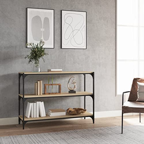 QUAHEAS Bücherregal Sonoma-Eiche 100x33x70,5 cm, Holzwerkstoff, Stahl, 3 Ablagen für Wohnzimmer, Büro, Schlafzimmer, vielseitiger Organizer, Stabiler, robuster Schrank QUAHEAS Bücherregal Sonoma-Eiche 100x33x70,5 cm, Holzwerkstoff, Stahl, 3 Ablagen für Wohnzimmer, Büro, Schlafzimmer, vielseitiger Organizer, Stabiler, robuster Schrank von QUAHEAS