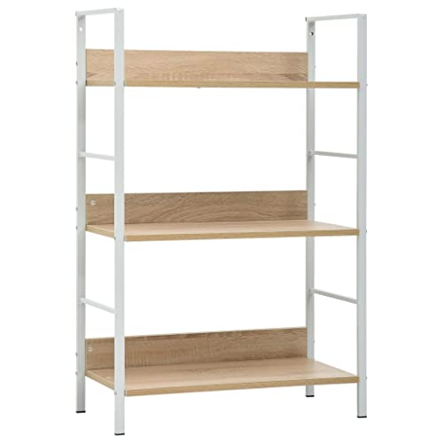 QUAHEAS Bücherregal mit 3 Ablagen, Eiche Optik, 60x27,6x90,5 cm, Holzwerkstoff, Standregal für Bücher, Deko, CDs, stabil, Industrieller Stil, vielseitig einsetzbar QUAHEAS Bücherregal mit 3 Ablagen, Eiche Optik, 60x27,6x90,5 cm, Holzwerkstoff, Standregal für Bücher, Deko, CDs, stabil, Industrieller Stil, vielseitig einsetzbar von QUAHEAS
