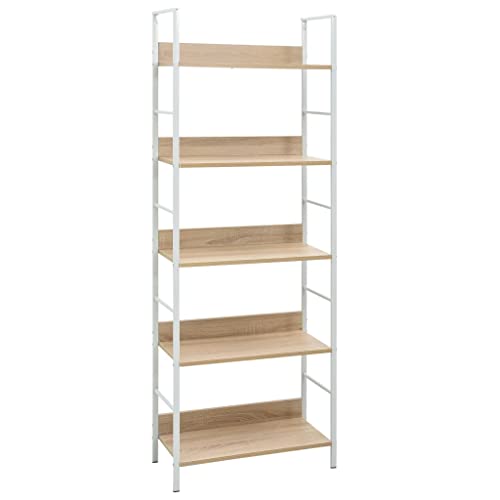 QUAHEAS Bücherregal mit 5 Regalböden, Eiche, 60x27,6x158,5 cm, Holzwerkstoff, Metall, Standregal für Wohnzimmer, Schlafzimmer, Büro QUAHEAS Bücherregal mit 5 Regalböden, Eiche, 60x27,6x158,5 cm, Holzwerkstoff, Metall, Standregal für Wohnzimmer, Schlafzimmer, Büro von QUAHEAS