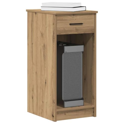QUAHEAS Computerschrank mit Schublade, Artisan-Eiche, 35x45x77 cm, Robustes Holzwerkstoff, für Home-Office, Computer-Tisch, vielseitiges Möbelstück von QUAHEAS