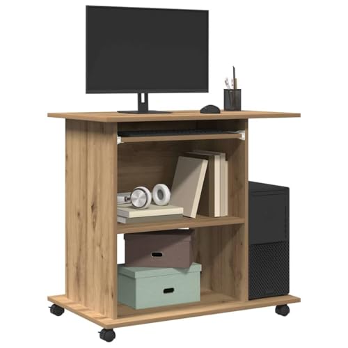 QUAHEAS Computertisch Artisan-Eiche, 80x50x75 cm, mit Rollen, ausziehbare Tastaturablage, ideal für Büro, Homeoffice und Gaming QUAHEAS Computertisch Artisan-Eiche, 80x50x75 cm, mit Rollen, ausziehbare Tastaturablage, ideal für Büro, Homeoffice und Gaming von QUAHEAS