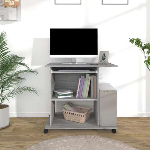 QUAHEAS Computertisch Grau Sonoma 80x50x75 cm, kompakter Schreibtisch für Laptops, Desktops, Homeoffice, mit Tastaturauszug, Rollen QUAHEAS Computertisch Grau Sonoma 80x50x75 cm, kompakter Schreibtisch für Laptops, Desktops, Homeoffice, mit Tastaturauszug, Rollen von QUAHEAS