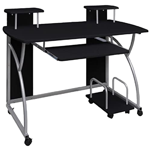 QUAHEAS Computertisch Schwarz, 110x52x88,5 cm, Holzwerkstoff, mit Rollen für Büro, Gaming & Home-Office Anwendung QUAHEAS Computertisch Schwarz, 110x52x88,5 cm, Holzwerkstoff, mit Rollen für Büro, Gaming & Home-Office Anwendung von QUAHEAS