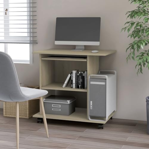 QUAHEAS Computertisch Sonoma-Eiche, 80x50x75 cm, mit ausziehbarer Tastaturablage, Rollen, ideal für Büro, Homeoffice & Arbeitszimmer, Stabiler Schreibtisch QUAHEAS Computertisch Sonoma-Eiche, 80x50x75 cm, mit ausziehbarer Tastaturablage, Rollen, ideal für Büro, Homeoffice & Arbeitszimmer, Stabiler Schreibtisch von QUAHEAS