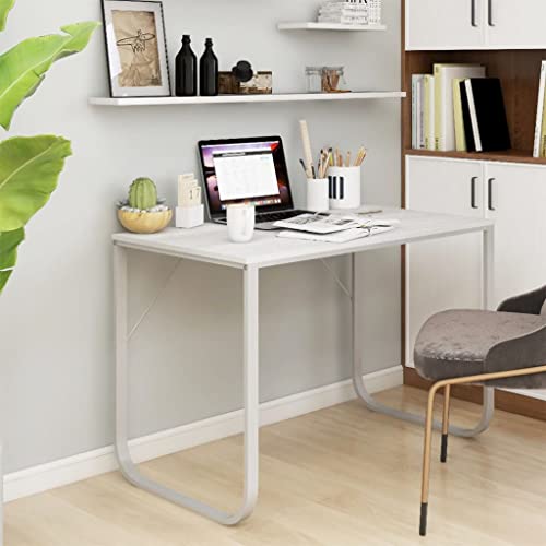 QUAHEAS Computertisch Weiß 110x60x73 cm, Moderner Home Office Schreibtisch für Arbeitszimmer, Stabiler PC-Tisch aus Holzwerkstoff mit Metallgestell von QUAHEAS