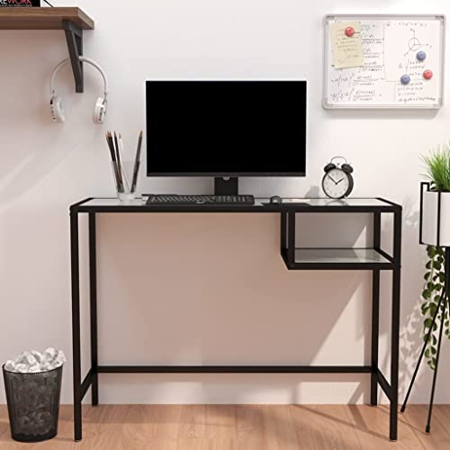 QUAHEAS Computertisch Weiß Marmor Optik 100x36x74 cm, Robuster Glas Schreibtisch für Büro, Home Office, Arbeitszimmer, Kleine Räume QUAHEAS Computertisch Weiß Marmor Optik 100x36x74 cm, Robuster Glas Schreibtisch für Büro, Home Office, Arbeitszimmer, Kleine Räume von QUAHEAS