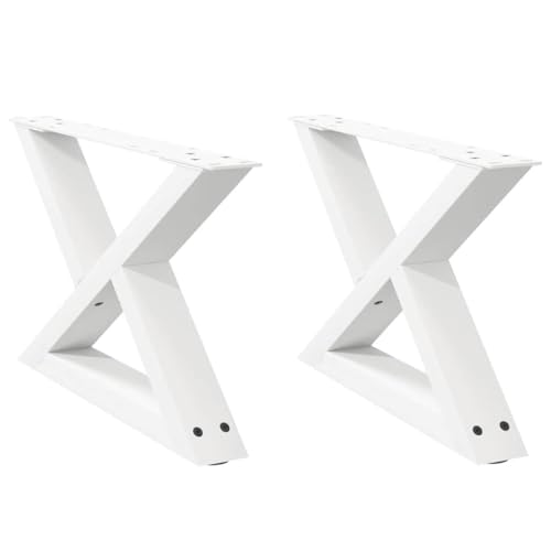 QUAHEAS Couchtischbeine 2 STK., Weiß 50x(30-31,3) cm, Stahl pulverbeschichtet, mit Nivellierfüßen, für DIY-Möbel, modernes Design, Möbelzubehör von QUAHEAS