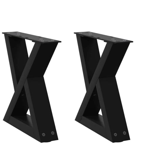 QUAHEAS Couchtischbeine 2er-Set, Schwarz, 30x(30-31,3) cm, pulverbeschichteter Stahl, Moderne Möbelbeine mit Nivellierfüßen, für DIY-Tische von QUAHEAS