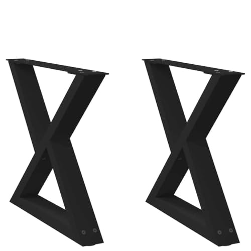 QUAHEAS Couchtischbeine 2er Set Schwarz, 50x(42-43,3) cm, Stahl, verstellbare Metall Tischbeine für DIY Möbelprojekte, Robustes Design von QUAHEAS