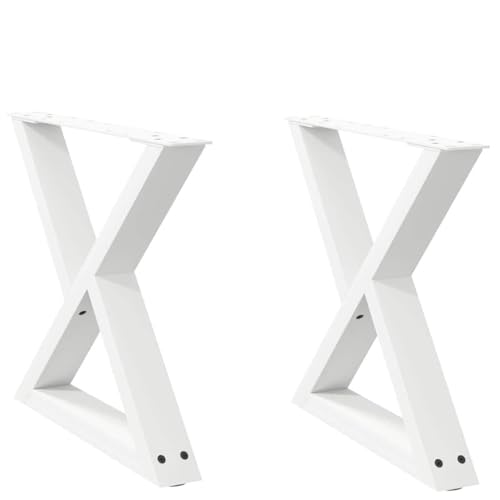 QUAHEAS Couchtischbeine 2er-Set Weiß, 60x(42-43,3) cm, Stahl, verstellbare Nivellierfüße, robuste Metallbeine für DIY Tischprojekte, modernes Möbel-Ersatzteil von QUAHEAS
