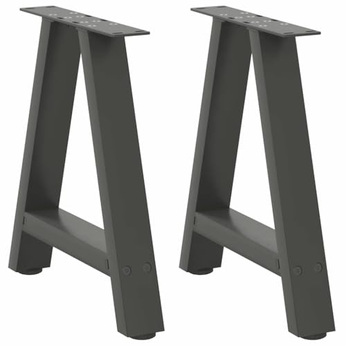 QUAHEAS Couchtischbeine A-Form 2 STK. Anthrazit 50x(42-43) cm, pulverbeschichteter Stahl, verstellbare Nivellierfüße, Möbelbeine, modernes Design von QUAHEAS