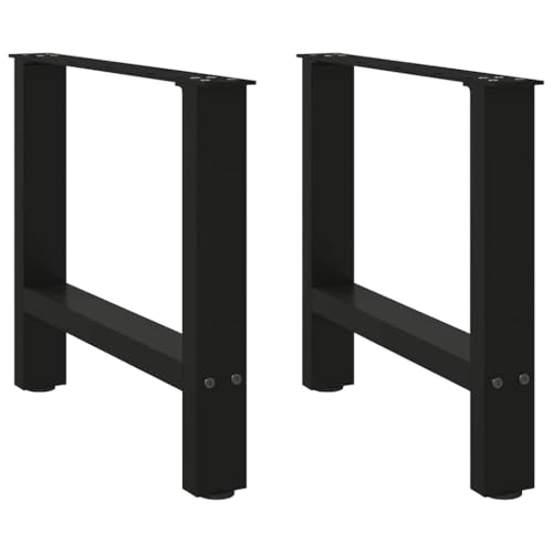 QUAHEAS Couchtischbeine Schwarz, 2 STK. 60x(42-43) cm, robuster pulverbeschichteter Stahl, Moderne Tischbeine, verstellbare Füße, Möbelbeine Set von QUAHEAS