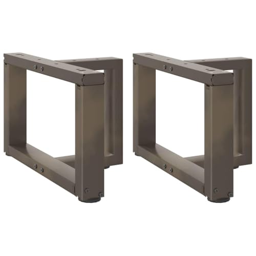 QUAHEAS Couchtischbeine T-Form 2 STK. Naturstahl 50x25x(30-31) cm, Metall Tischbeine mit verstellbaren Füßen, Möbelbeine Set von QUAHEAS