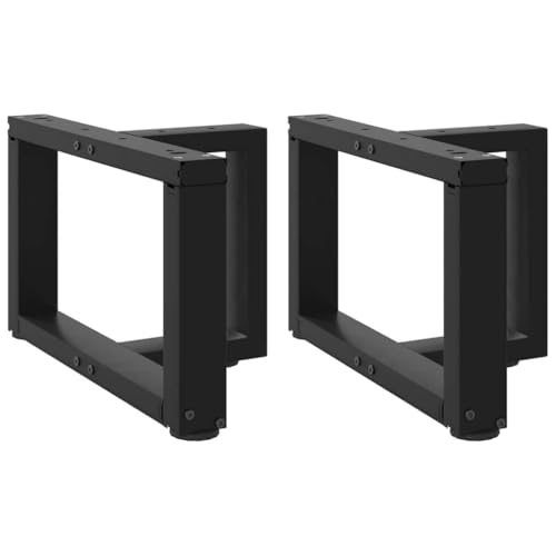 QUAHEAS Couchtischbeine T-Form 2 STK. Schwarz 40x25x(30-31) cm, Stahl, Metall Tischbeine Verstellbar für Möbel, Modernes Design, Robuster Stand von QUAHEAS
