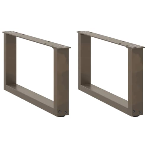 QUAHEAS Couchtischbeine U-Form, 2 STK. Naturstahl, 70x(30-31) cm, pulverbeschichteter Metalltischfuß mit verstellbaren Nivellierfüßen für Moderne Möbel von QUAHEAS