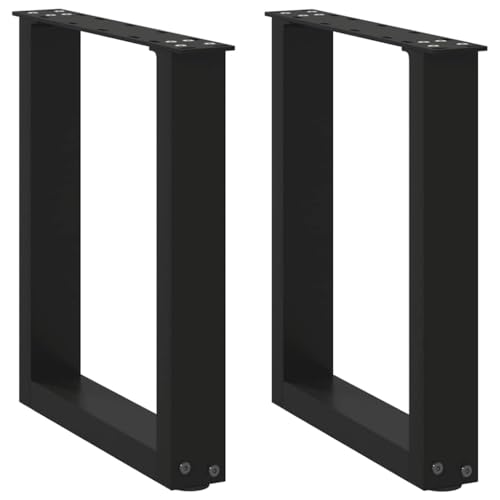 QUAHEAS Couchtischbeine U-Form, 2 STK. Schwarz 28x(42-43) cm, Stahl Pulverbeschichtet, Verstellbare Nivellierfüße, Möbelbeine für Tisch, Bank, Schreibtisch, Modernes Design, Robuste Metallfüße von QUAHEAS