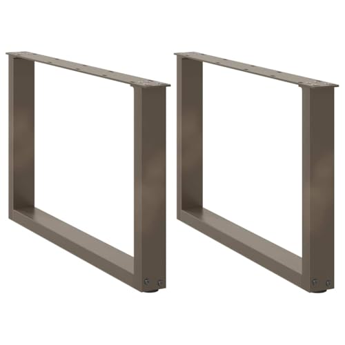 QUAHEAS Couchtischbeine U-Form 2 STK. Naturstahl, 60x(42-43) cm, pulverbeschichteter Metall Tischbein Satz mit Nivellierfüßen für Moderne Möbel von QUAHEAS