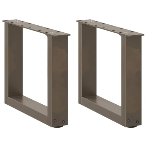 QUAHEAS Couchtischbeine U-Form 2 STK. Naturstahl 30x31 cm, pulverbeschichteter Stahl, verstellbare Nivellierfüße, Möbelbeine für DIY Tische von QUAHEAS