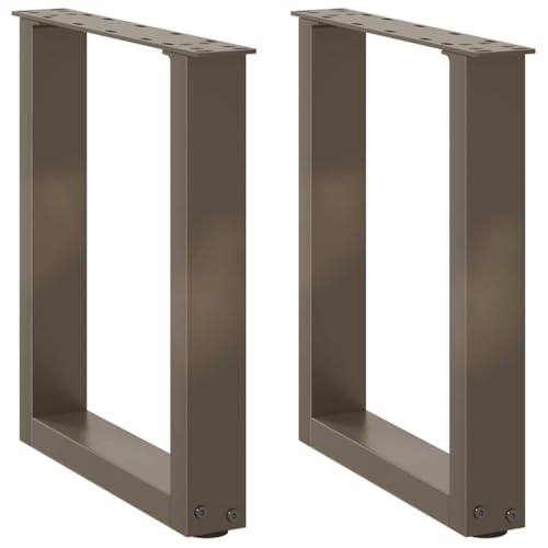 QUAHEAS Couchtischbeine U-Form 2 STK. Naturstahl 38x42-43 cm, verstellbare Metall Tischfüße, stabile Möbelbeine für Couchtisch, Bank, Schreibtisch von QUAHEAS