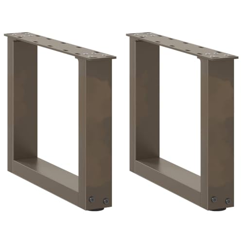 QUAHEAS Couchtischbeine U-Form 2 STK. Naturstahl 40x(30-31) cm, pulverbeschichteter Stahl, verstellbare Nivellierfüße, modernes Design, Möbelzubehör von QUAHEAS