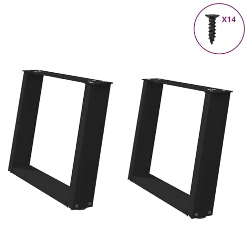 QUAHEAS Couchtischbeine U-Form 2 STK. Schwarz 60x(42-43) cm, pulverbeschichteter Stahl, Moderne Metall Tischbeine mit Nivellierfüßen, für DIY Möbelprojekte von QUAHEAS
